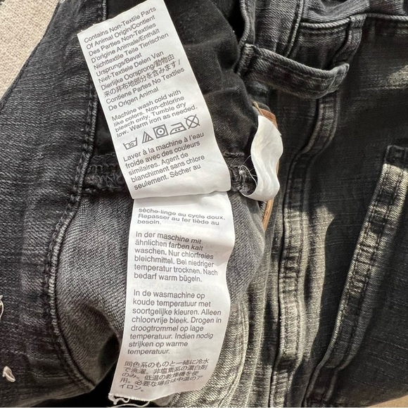 Madewell Jeans Womens 32 Black Skinny 9" High Rise Raw Hem Light Wash Denim - Picture 9 of 9